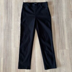 Hilary Radley Pants Jacquard Pull On High Rise Black Straight Leg Women M Career